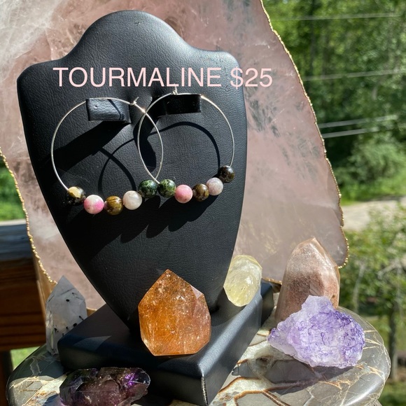 Sterling Silver Genuine Watermelon Tourmaline Set - Picture 1 of 2